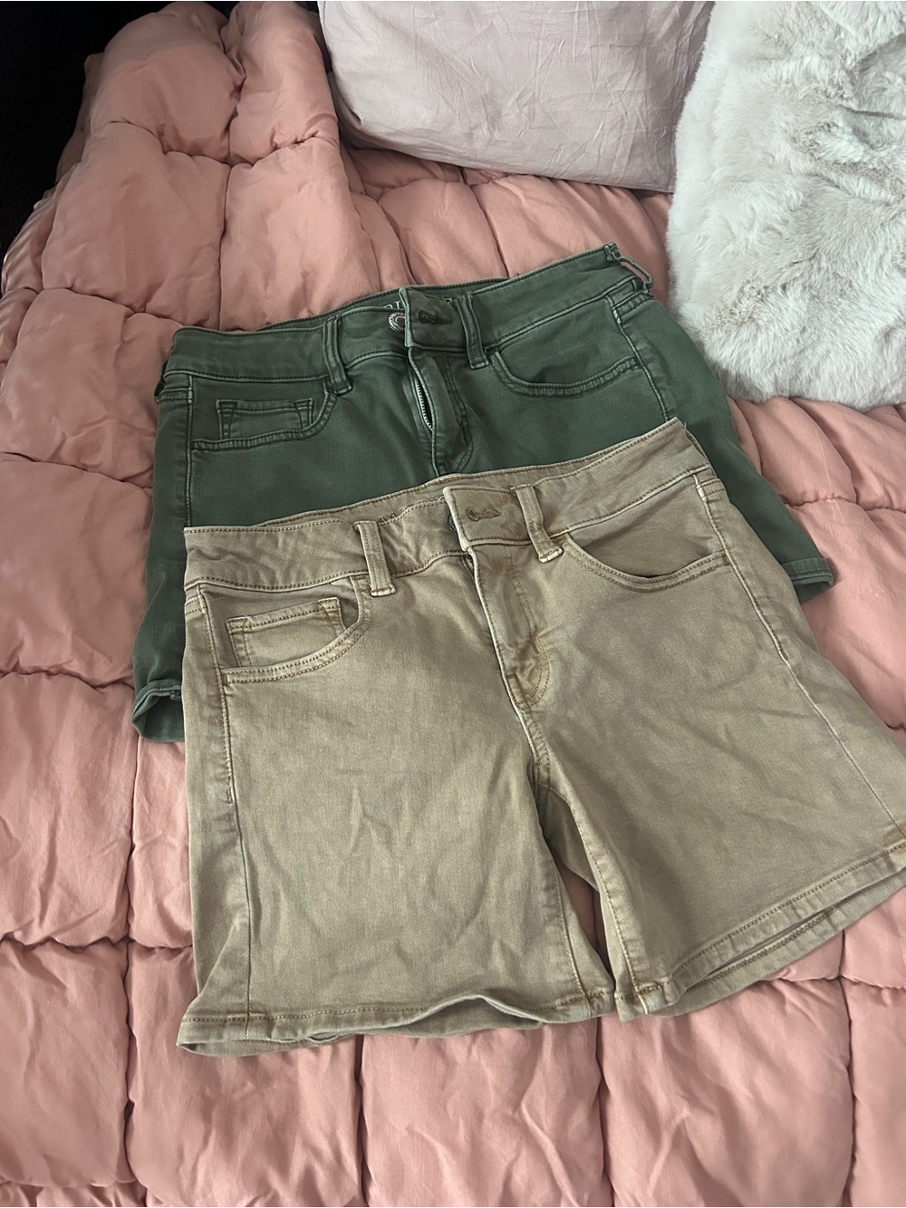 American Eagle Outfitters Two-Pack Jean Shorts in Olive and Khaki size 4